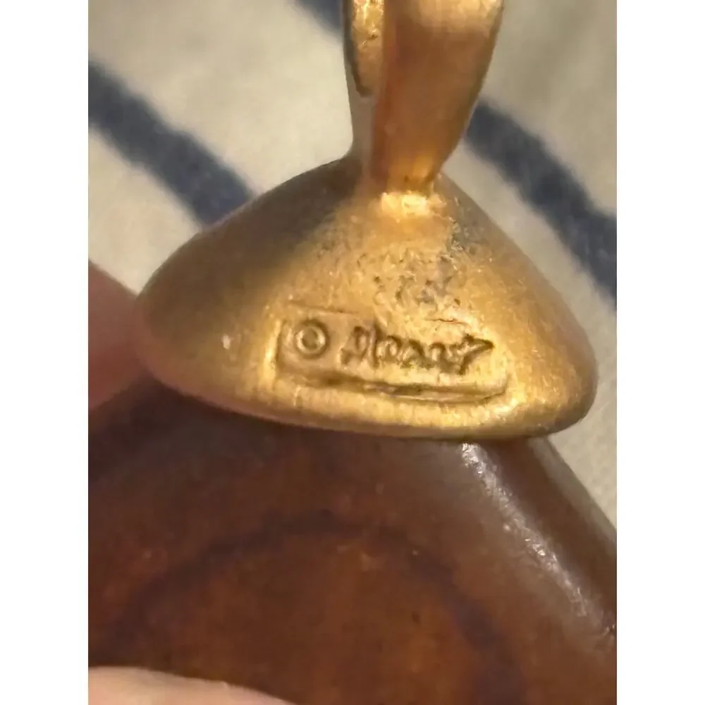 Monet Brown Lucite Gold Tone Pendant Vintage